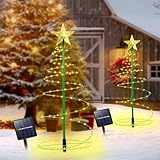 MZJAUVF Weihnachtsbeleuchtung Außen Solar, Weihnachtsdeko Solar Outdoor, Weihnachtsbaum Beleuchtung Aussen Solar, Weihnachtsdeko Aussen Solar mit 8 Modi, Solar Weihnachtsdeko für Garten, Terrasse