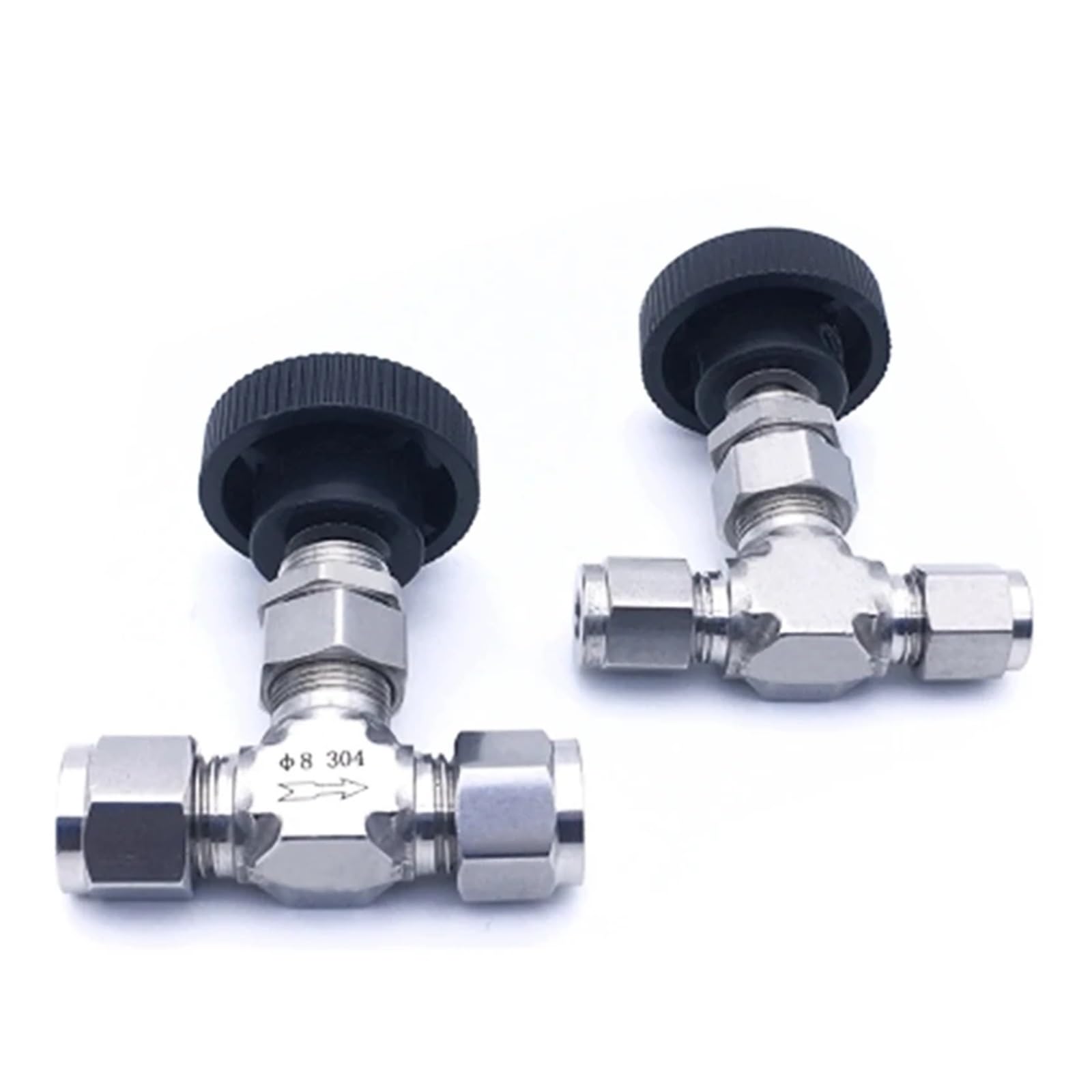 1/8 ''1/4'' 3/8 "1/2" SS304 tipo funda de tarjeta válvula de aguja ajustable for Control de aceite de Gas de agua OD 3 6 8 10 12 mm tubo recto(OD 12mm)
