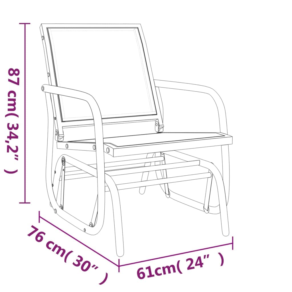 2 sedie a dondolo da giardino, 61 x 76 x 87 cm, in acciaio textilene, resistenti alle intemperie, regolabili, per terrazza, balcone, giardino, con comodo schienale e braccioli, per