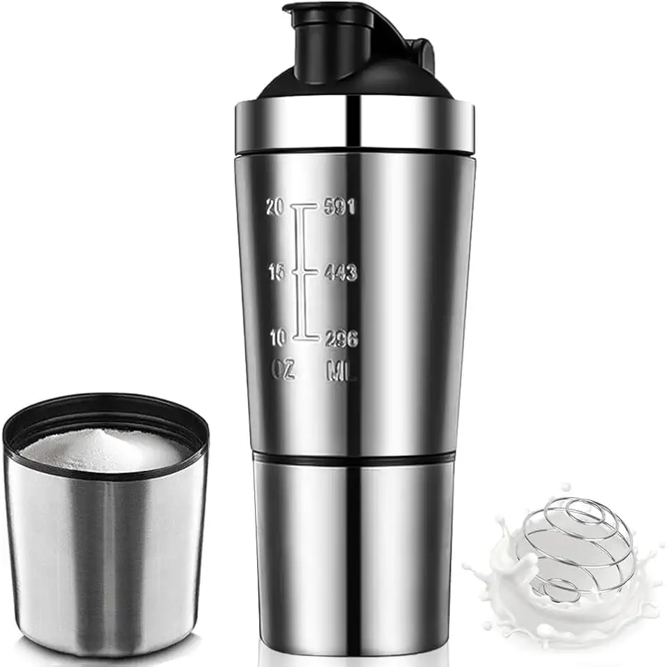 Coqueteleira Whey, Shakeira Whey de 791 ml, Academia de Aço Inoxidável, Suplemento, Garrafa de Seção Dupla