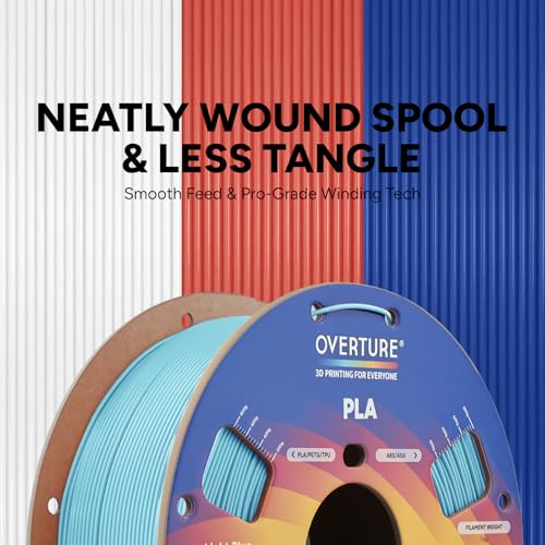 Image of OVERTURE High Speed PLA Filament 1.75mm, Neatly Wound 3D Printer Filament 1kg Spool (2.2lbs) Rapid PLA, Dimensional Accuracy + /- 0.02 mm, Fit Most FDM 3D Printers (Light Blue)
