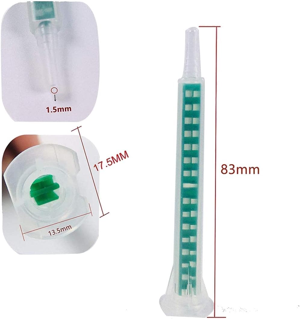 PIQIUQIU 50 Pezzi Ugello Miscelatore Epossidico Ugello Statico Cartucce Adesive Punta per 50 ml / 1,7 oz (Rapporto 1:1/1:2) FMA06-16