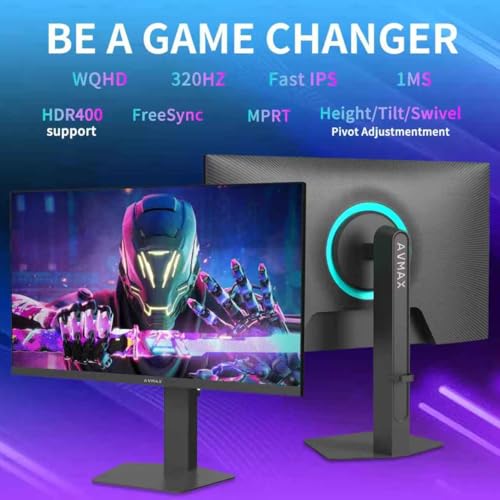 Image of AVMAX 27 Inch Gaming Monitor 320Hz /300Hz /240Hz,QHD2560X1440 Fast IPS,Adaptive FreeSync,90% DCI-P3,HDR400 Support,ErgoStand 2XDP1.4&2XHDMI2.1,P273B