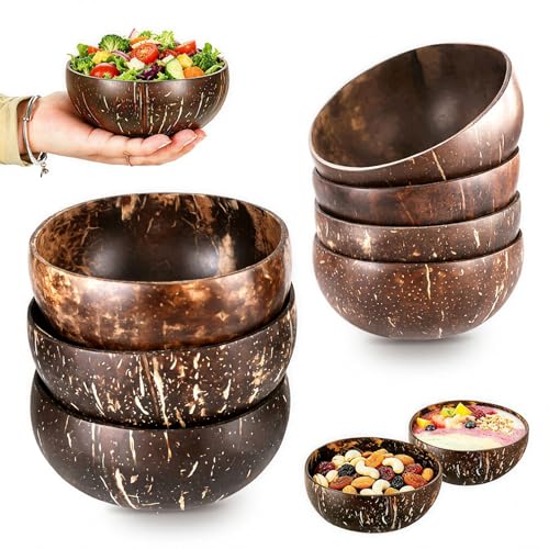 Trendecor 8 Stück Kokosnuss Schale, Polierte Kokosnussschalen Natürliche Salatschalen Smoothie-Holzschalen für Geschenke Küchendekoration oder Servierschalen Partys