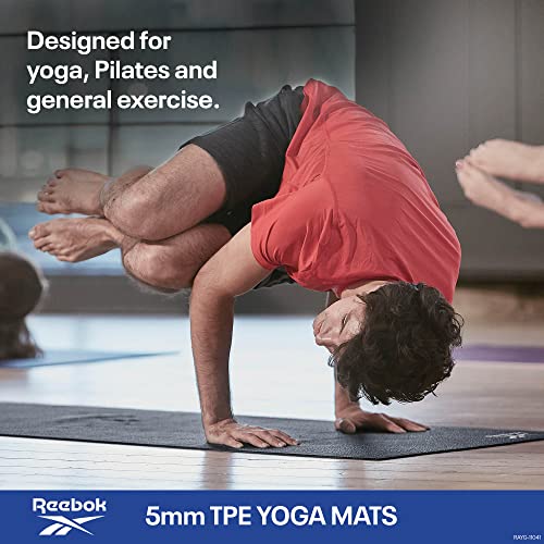 Reebok Yoga Mat - Lightweight, Compact, Rollable, And Cushioned Supportive Workout Mat For Yoga, Pilates, And General Exercise - Non Slip Tpe Yoga Mat With Non Slip Texture - 5Mm, Purple #TOP3