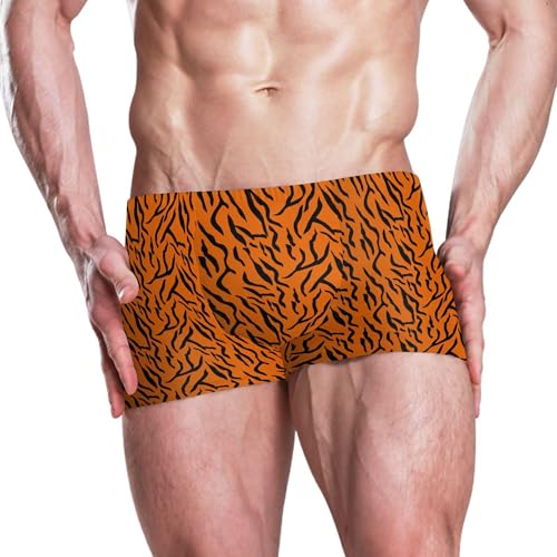 Tiger Stripe Pattern Mens Swim Trunk Swimwear Bathing Suit Swim Brief Square Leg Board Short S B04051602