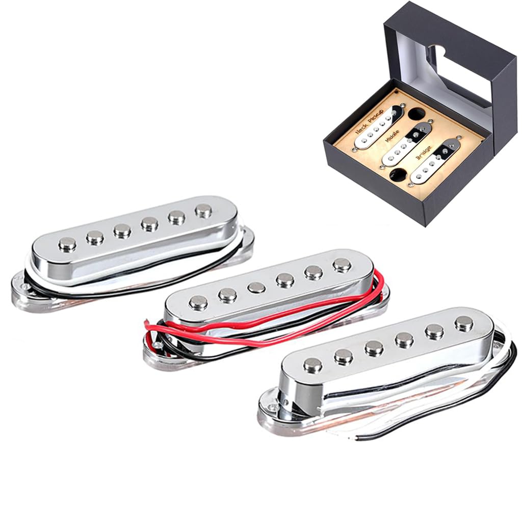 Alnico 5 Tonabnehmer-Set Single Coil Gitarre SSS Tonabnehmer Hals/Mitte/Steg für Stratocaster E-Gitarre Ersatzteil Silber