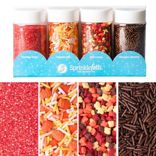Image of Sweets Indeed Sprinkles, 4 Pack, Edible Sprinkle Mix, Perfect for Cake Decorations, Baking, Ice Cream, Cookies, Cupcake Topper (Fall)