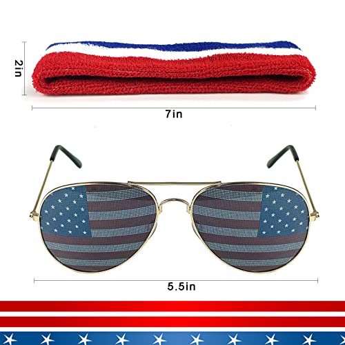 Dolkoic 4Th Of July American Flag Cape For Adult With Independence Day Headband Patriotic Sunglasses Independence Day Halloween Party Dress Up #TOP6