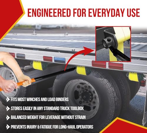 Image of Mytee Products 2 Pack 40 inch Combination Winch Bar for Flatbed Trailer - Black & Orange Powder Coated Carbon-Steel Combo Winch Bar with Non-Slip Handle & Square Head for Chain Lever Binders