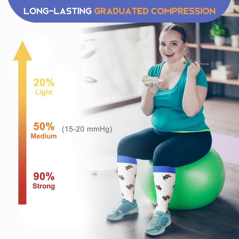 Image of LEVSOX Plus Size Compression Socks for Women Men Wide Calf Extra Large 15-20 mmHg Knee High Sock for Nurses Pregnant Travel