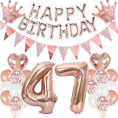 Feelairy Palloncini 47 anni Compleanno Donna, Decorazioni Compleanno 47 anni