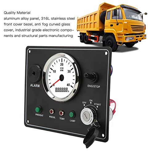 Painel de Instrumentos do Barco Akozon Tacômetro Multifuncional 4000 RPM Parar Iniciar ON OFF Alarme