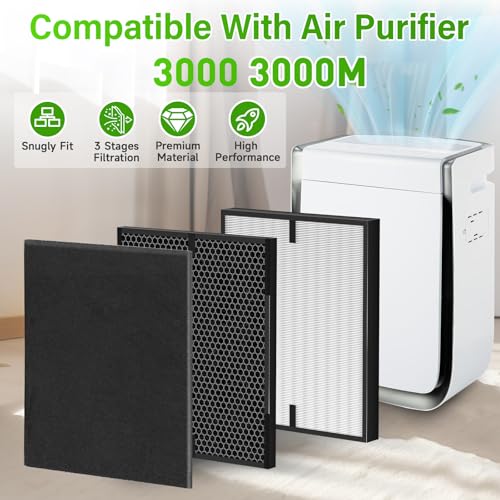 Image of 3000 Replacement Filters, Compatible with Air Doctor 3000, 3000M, 3000Pro Air Pur-ifier, 2 Air Filter, 2 Activated Carbon and 8 Carbon Pre-Filters