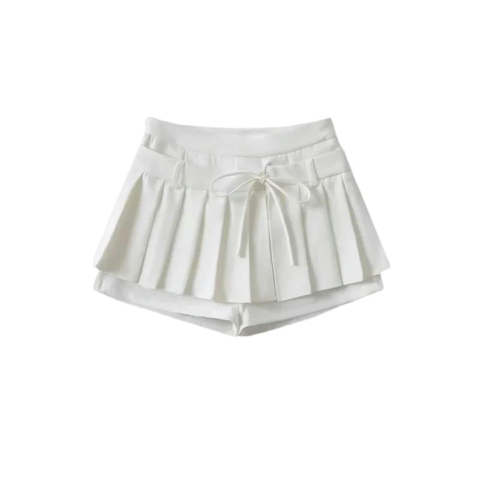 Jupe plissée Harajuku blanche taille haute avec coupe trapèze fluide en M