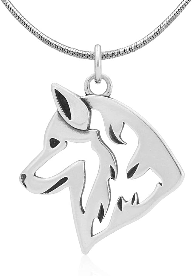 Dazzling Paws Jewelry Sterling Silver Siberian Husky Pendant, Head
