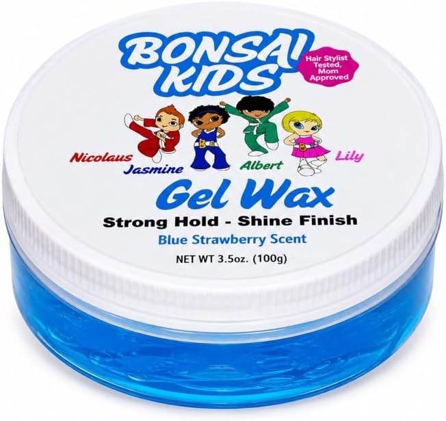 Bonsai Kids Boys Hair Gel Wax - Strong Hold for Toddlers & Kids, Tame Flyaways, Ponytails, Buns & All-Day Styles