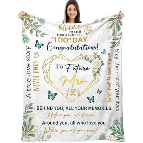 YOYICU Bridal Shower Gifts,Bride to Be Gifts,Bridal Shower Gifts for Bride to Be,Wedding Marriage Engagement Gifts for Couple Newlyweds Future Mrs Gift Bride Bachelorette Party Blanket 60"x80" Cover