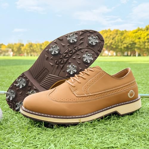 Image of Golf Shoes Men Spikes Classic Golf Footwears Male Walking Sneakers for Golfers Size 7-14