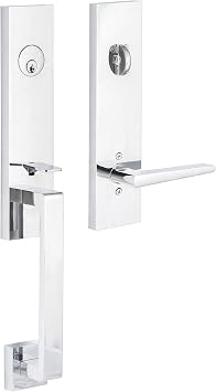 Sure-Loc Hardware TN507 26, Turin Handlset with Basel Lever Interior Trim, Keyed Deadbolt, Polished Chrome