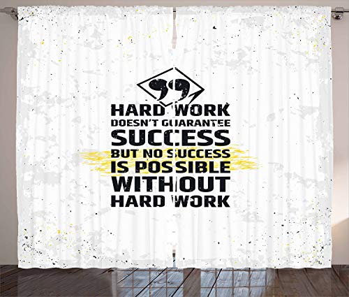 Ambesonne Wording Curtains, Hard Work Success Inspirational Words Grunge Theme