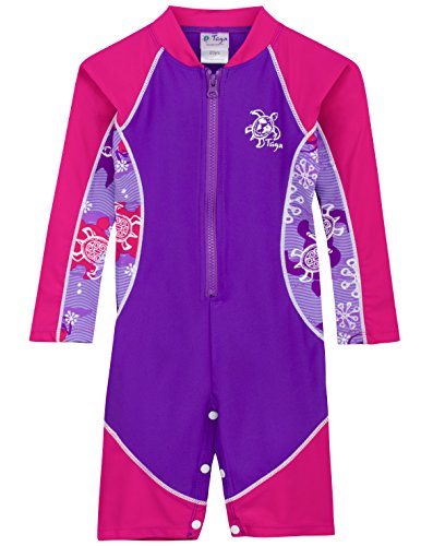 Tuga Girls High Tide L/S Swimsuit (UPF 50+), Purple Wave, 6-12 mos