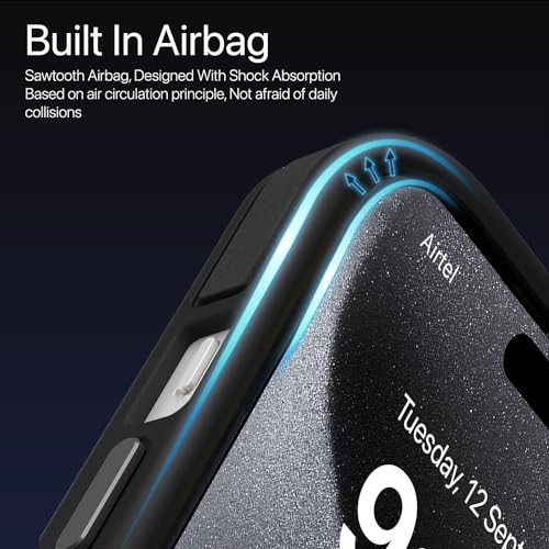 Image of Vaku Luxos Back Cover Case for iPhone 15 Shockproof Scratch Resistant Slim Thin Military-Grade Protection Support Mag-Safe Wireless Magnetic Charging - Black