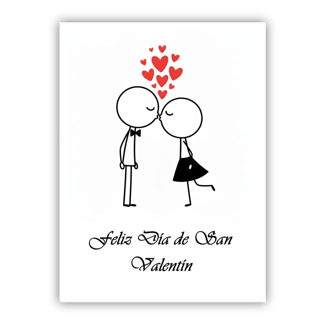 Multilingual Valentine’s Day Card – Cute Couple – Romantic Valentines Greeting Card for Husband, Wife, Boyfriend, Girlfriend (• Spanish: Feliz Día de San Valentín) — image 1