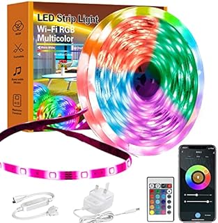 RGB LED Strip Lights 5m Waterproof,ROMALL Alexa LED Strip Lighting Colour Changing with Remote & APP Control,Stick-on LED Lights for Bedroom,Living Room, TV, Kitchen, DIY Christmas Decoration(16.4ft)