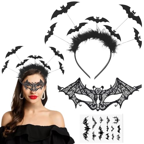 Halloween Haarreif Kopfschmuck, 3 PCS Haarreifen Halloween Haarreifen Haarreif, Halloween Haarschmuck Accessoires Fledermaus, Fledermaus Kostüm Damen Halloween Kopfschmuck Kostüm Damen Fledermaus