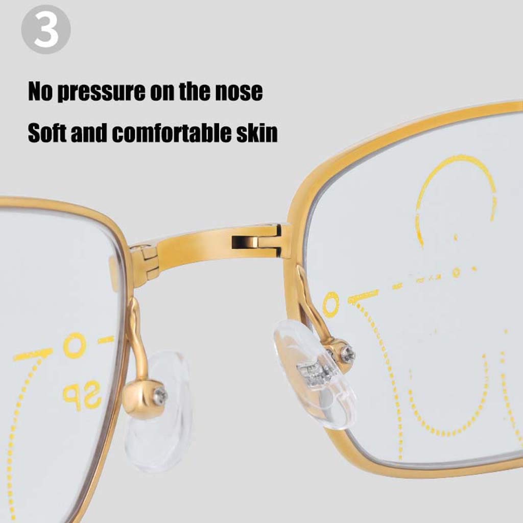 Lesebrille aus reinem Titan, faltbar, tragbar, Nah- und Fernverwendung, automatischer Zoom, hochauflösend, Ultraleicht, antiblau, alte Brille