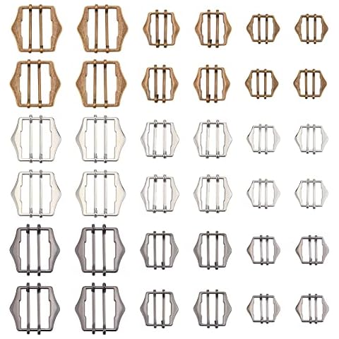 WADORN Metal Adjustable Roller Buckles, Multi-Purpose Belt Pin Buckle Rectangle Webbing Strap Slider 20/26/34mm Belt Keeper Tri-Glide Buckle Adjuster Hardware Shoes Backpack Clothes Bag Accessories Cover