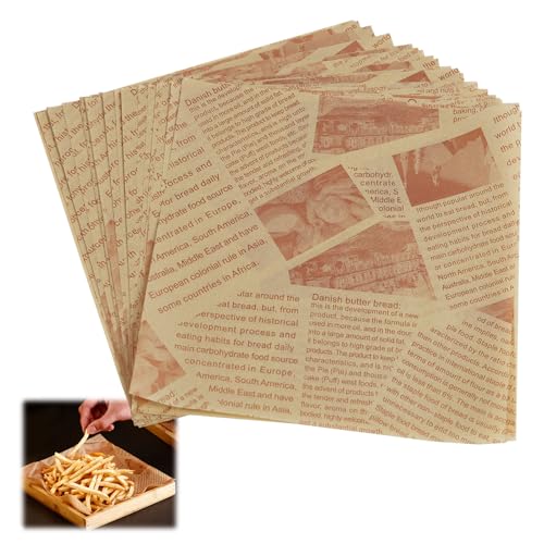 Annlpoy 50 piezas de papel de embalaje de alimentos, papel sulfurizado para hamburguesas, 18 x 18 cm