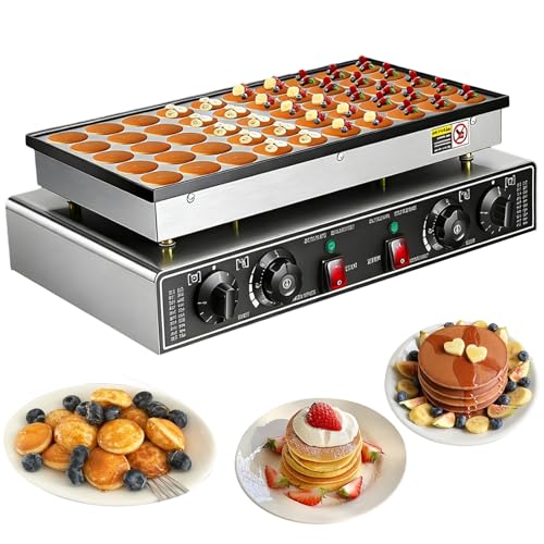 Máquina eléctrica antiadherente para panqueques, máquina holandesa de panqueques de 50 agujeros para panaderías y barras de aperitivos, gran capacidad, fácil de usar