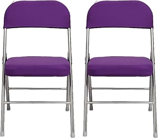 Fundas Elásticas para Sillas Plegables De Color Liso Juego De Dos Piezas para El Respaldo Y El Cojín del Asiento Protectores para Sillas Plegables para Eventos, Reuniones(Dark Purple,2PCS)