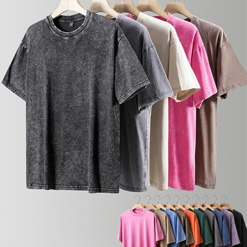 Oversized T-Shirts for Men Vintage Cotton Tee Crew Neck Short Sleeve Tops Men's Loose Fit Casual Fashion Shirt2