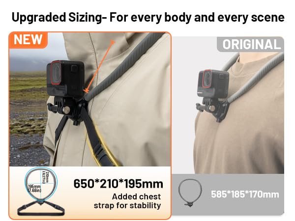 Image of PGYTECH CapLock POV Neck Mount for DJI OSMO Action 4 /3, Gopro Hero 12 /11 /10, OSMO Pocket 2, Hand Free Video Vlog Necklace Lanyard Body Strap Attachment for Insta ONE RS /R /X3, iPhone Android