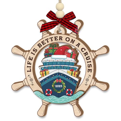 Cruise Ship Christmas Ornament 2025 - Wooden Travel Ornaments for