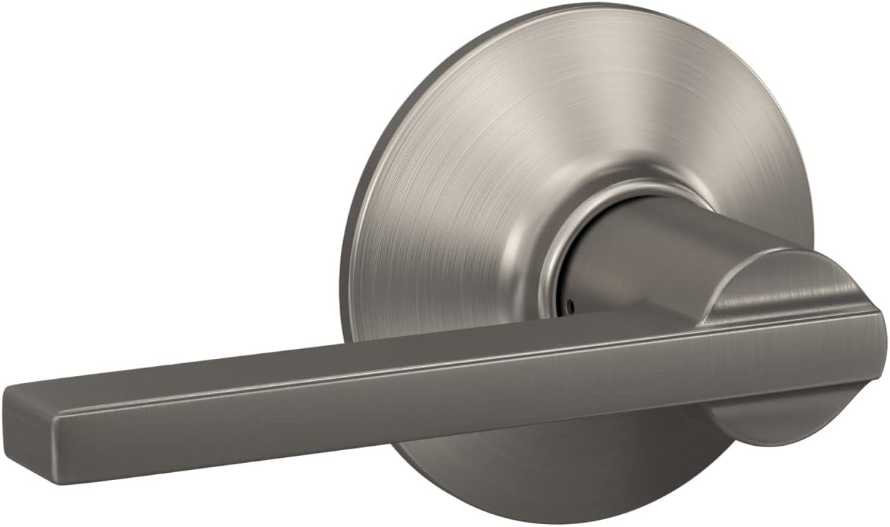 Schlage F10 V LAT 619 Latitude Door Lever, Hall & Closet Passage Lock, Satin Nickel Nickel Passage