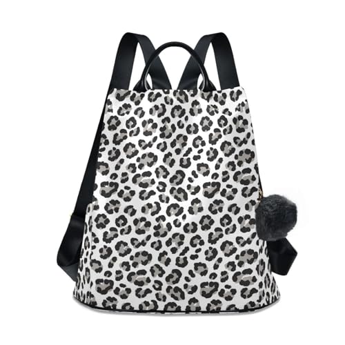 Sac à dos classique noir gris léopard femme antivol multi-poches 17L