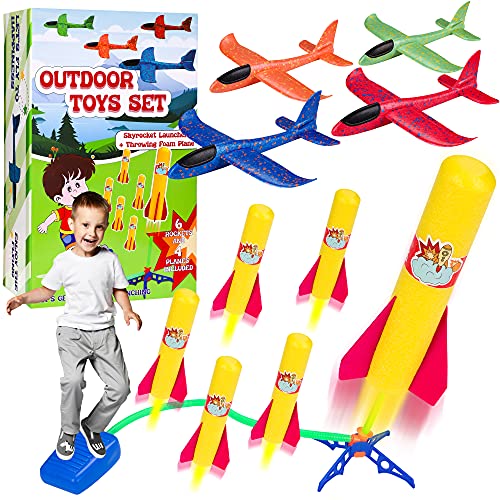 Kids Toys for 3,4,5,6,7,8 Year Old Boys Girls - Rocket Launcher with 6 Foam Rockets + 4 PCS 14.76รขโฌย Throwing Foam Airplanes Outdoor Birthday Gift Kids Toys for 3,4,5,6,7,8 Year Old Boys Girls - Rocket Launcher with 6 Foam Rockets + 4 PCS 14.76รขโฌย Throwing Foam Airplanes Outdoor Birthday Gift