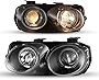AUTOWIKI Headlights Fit for 1994-1997 Acura Integra Headlamp (Black/Clear) 2PCS