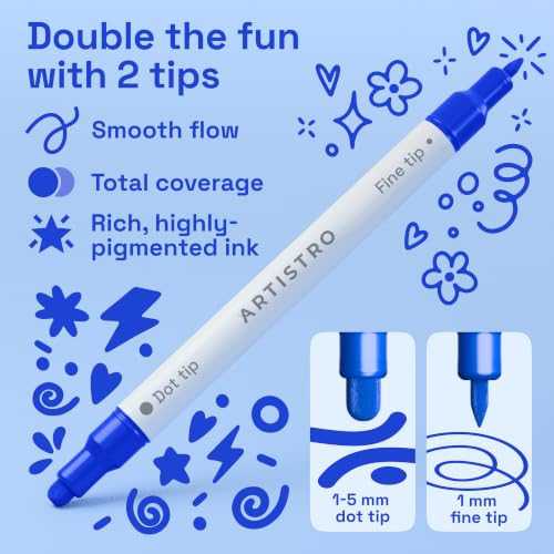 Image of ARTISTRO Blue Tones Dual-Tip Acrylic Paint Marker Pens - Set of 24
