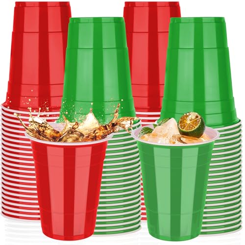 KesaPlan 100 PCS 16 OZ Plastic Cups, Christmas...