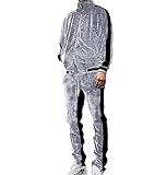 KISSQIQI Velour Tracksuit Mens 2 Piece Velvet Zipper Jacket Drawtsring Waistband Sweatpants Sweatsuits Set Casual Outfits