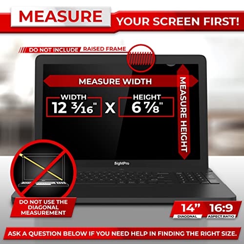 Sightpro 14 Inch Laptop Privacy Screen Filter For 16:9 Widescreen Display - Computer Monitor Privacy Shield And Anti-Glare Protector #TOP1