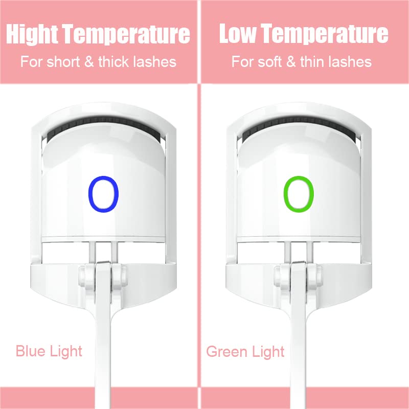Heated Eyelash Curler, BYVUTE Regular Electric Lashes Curler with Sensing Heating Silicone Pads No Pitching Curler Long Lasting Two Temperature Settings Rechargeable with Pouch 1