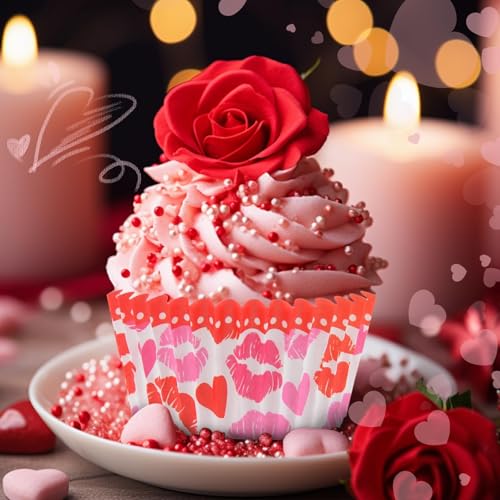 Image of 600 Pack Valentines Cupcake Liners Standard Muffin Cupcake Cups Cupcake Wrappers Paper for Wedding Party Decorations Supplies (12 Styles)
