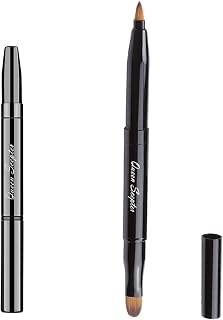 QueenScepter Retractable Dual-End Lip Brush - Travel Size Concealer & Eyeshadow Brush with Protective Cap