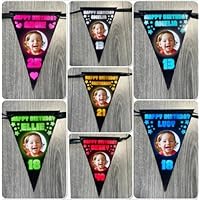 Personalised Birthday Bunting Banner Photo Any Name and Age 18th 21st 30th etc